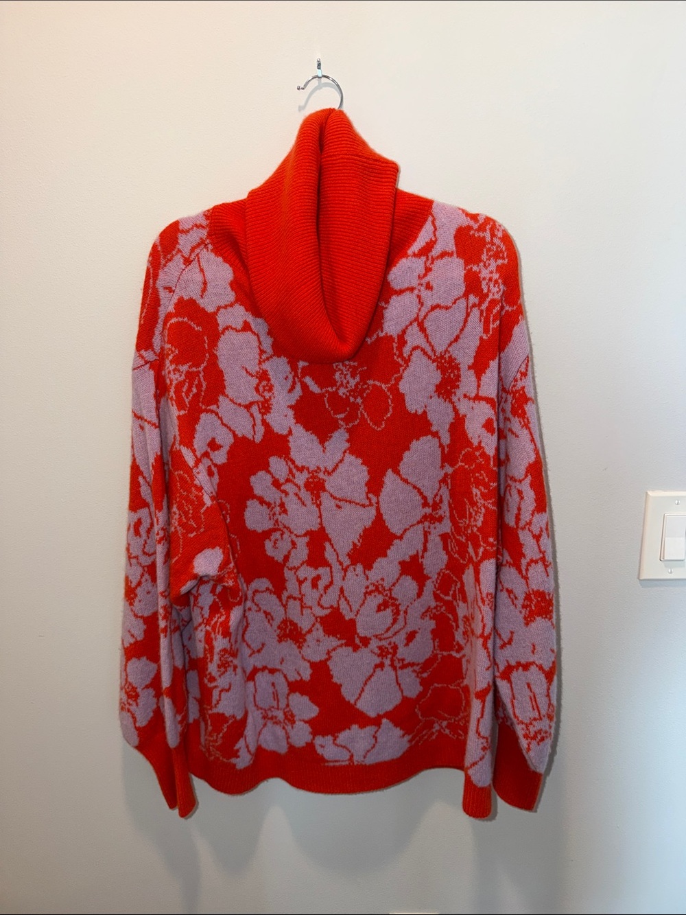 Free People Red and Lavender Floral Turtleneck Sweater